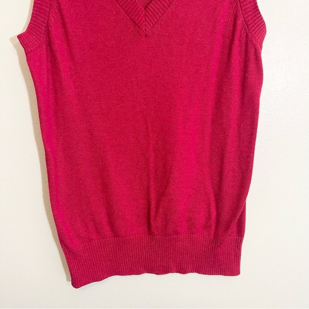 Express Womens V-Neck Sleeveless Ribbed Trim Knit Pullover Sweater Red Large - Picture 3 of 12